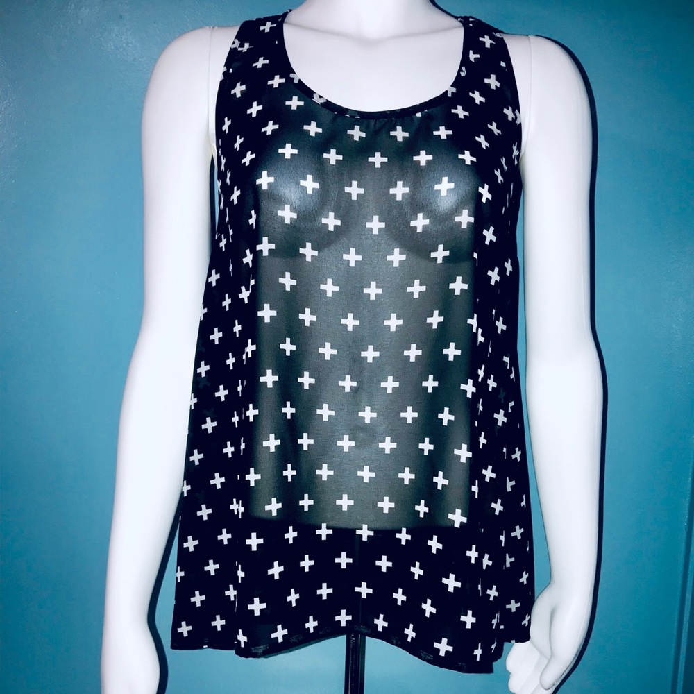 SALE! 2 FOR $10! •H&M • B/W Cross Sheer Tank / (6)